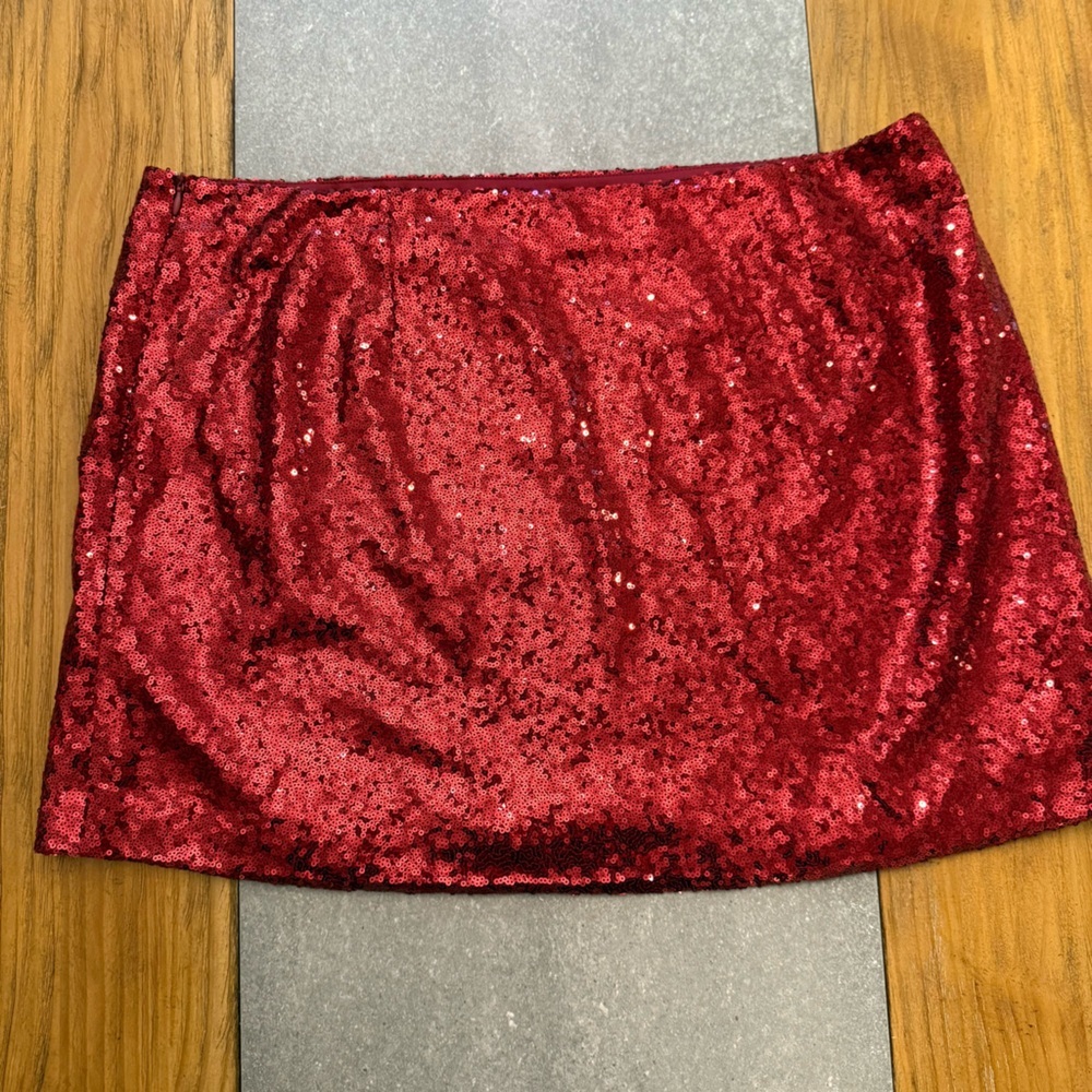 ASTR the Label Sequin Holiday Party Burgundy Red Wine Mini Skirt Size XL - Picture 5 of 9